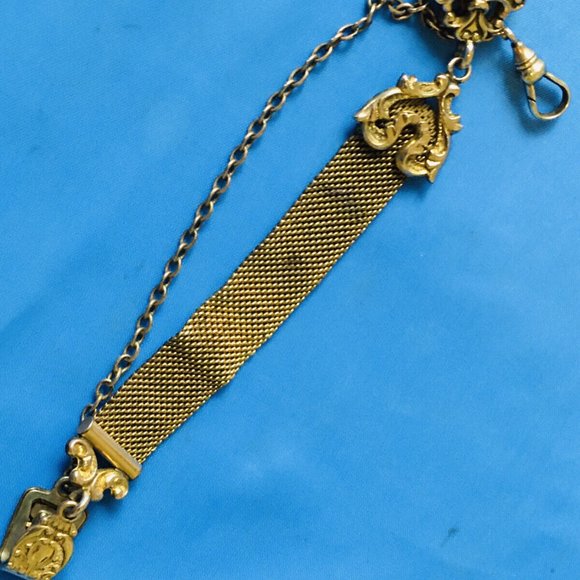 ANTIQUE Bates & Bcon Victorian Gold Filled Pocket Watch Chain With Seal - Picture 4 of 12